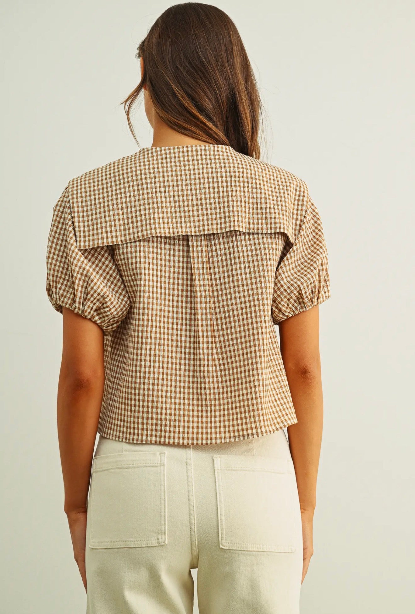 Downtown Darling Gingham Tie Front Top