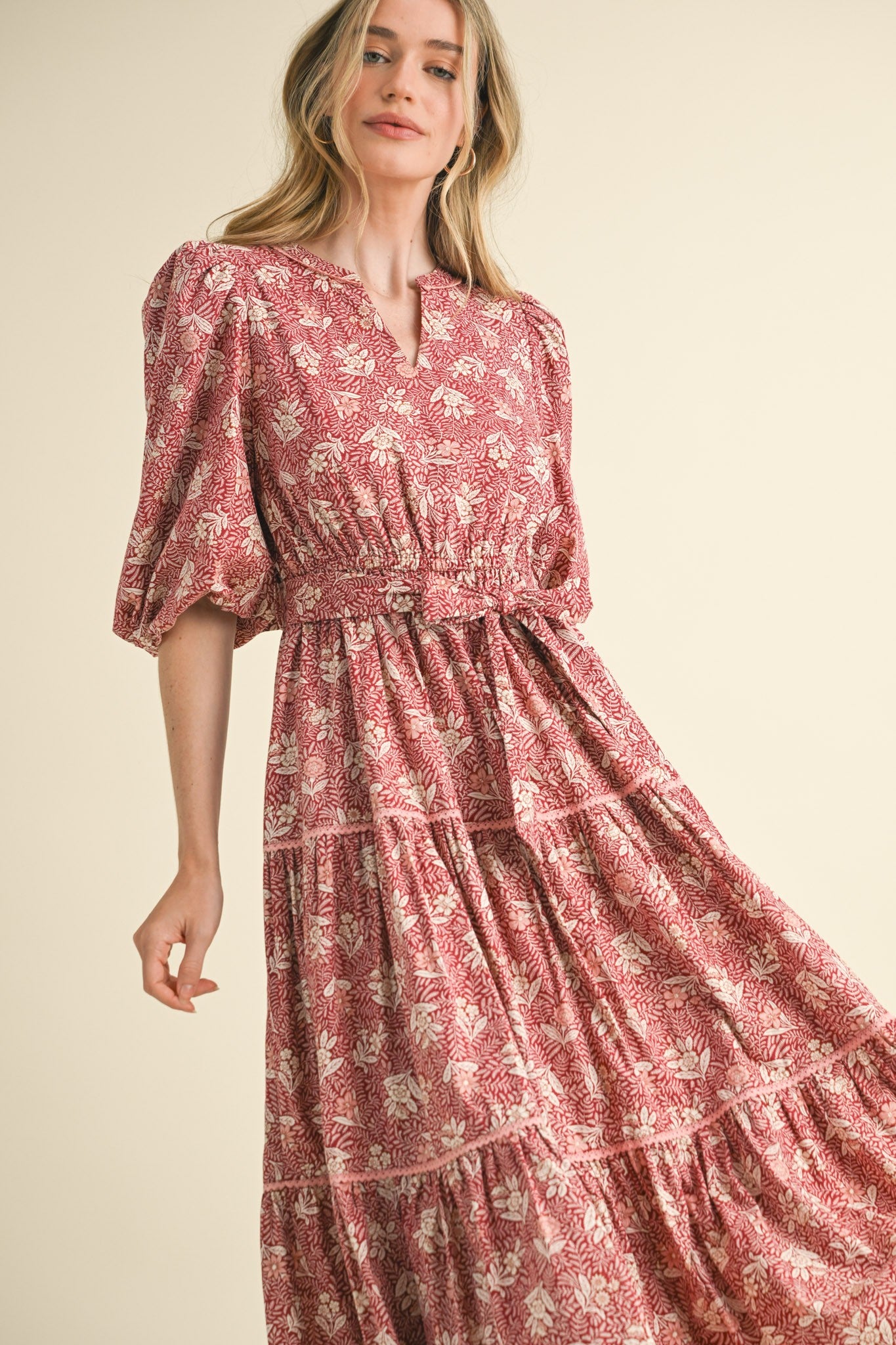 Mulberry Floral Midi Dress