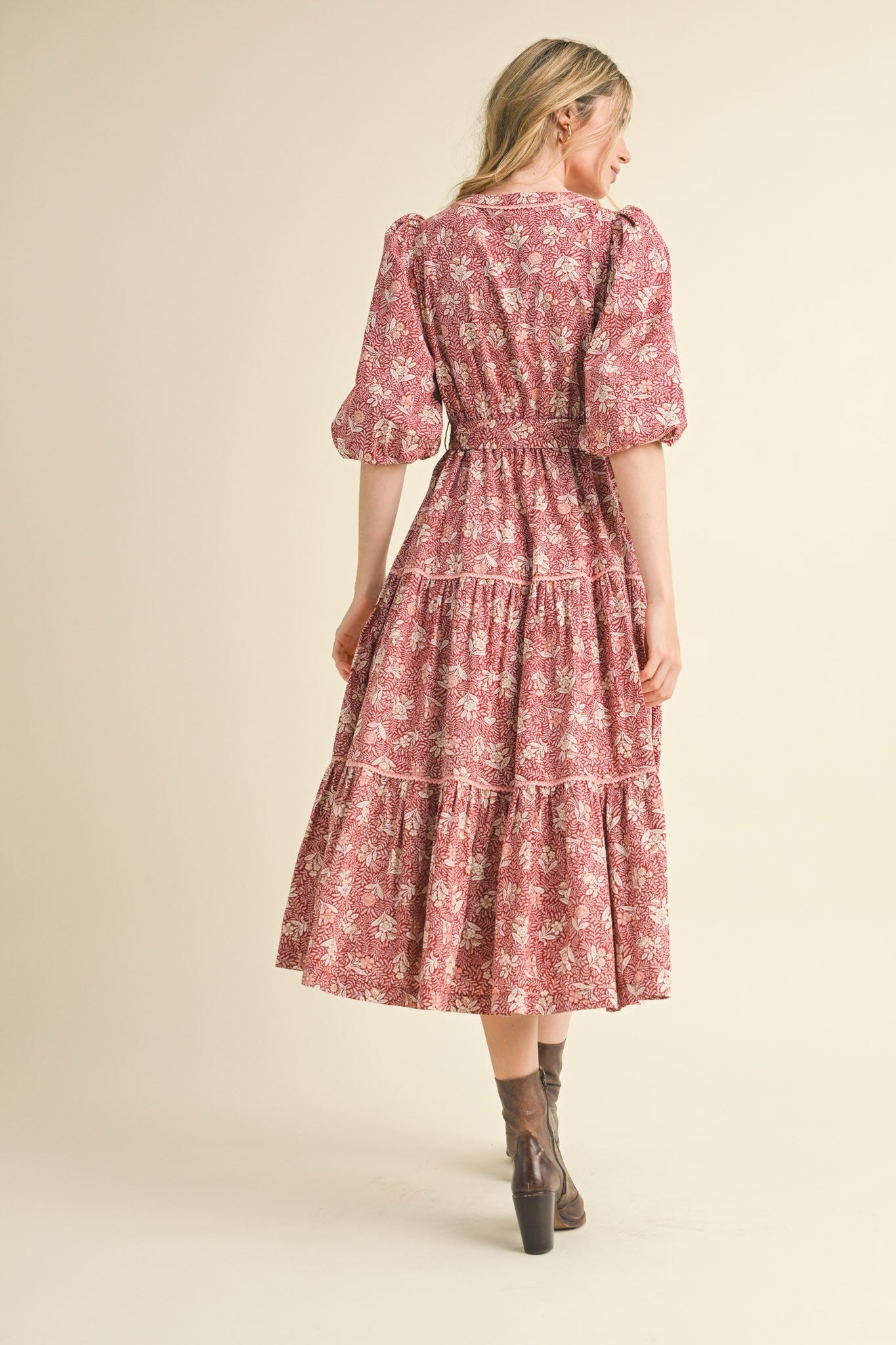 Mulberry Floral Midi Dress