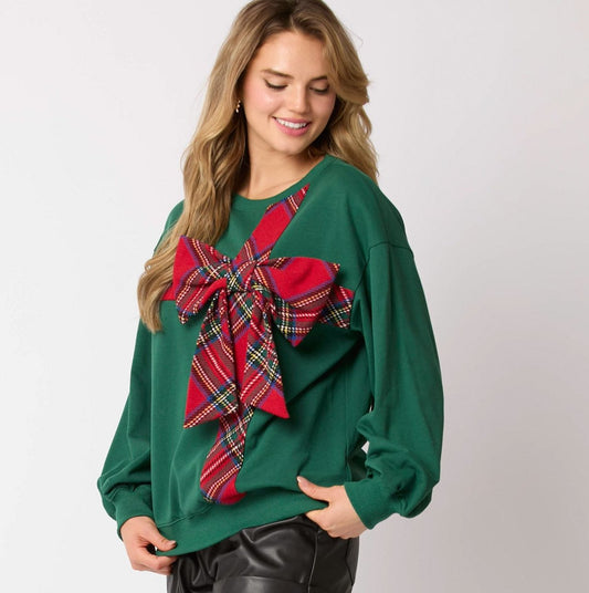 All I Want Tartan Bow Sweatshirt