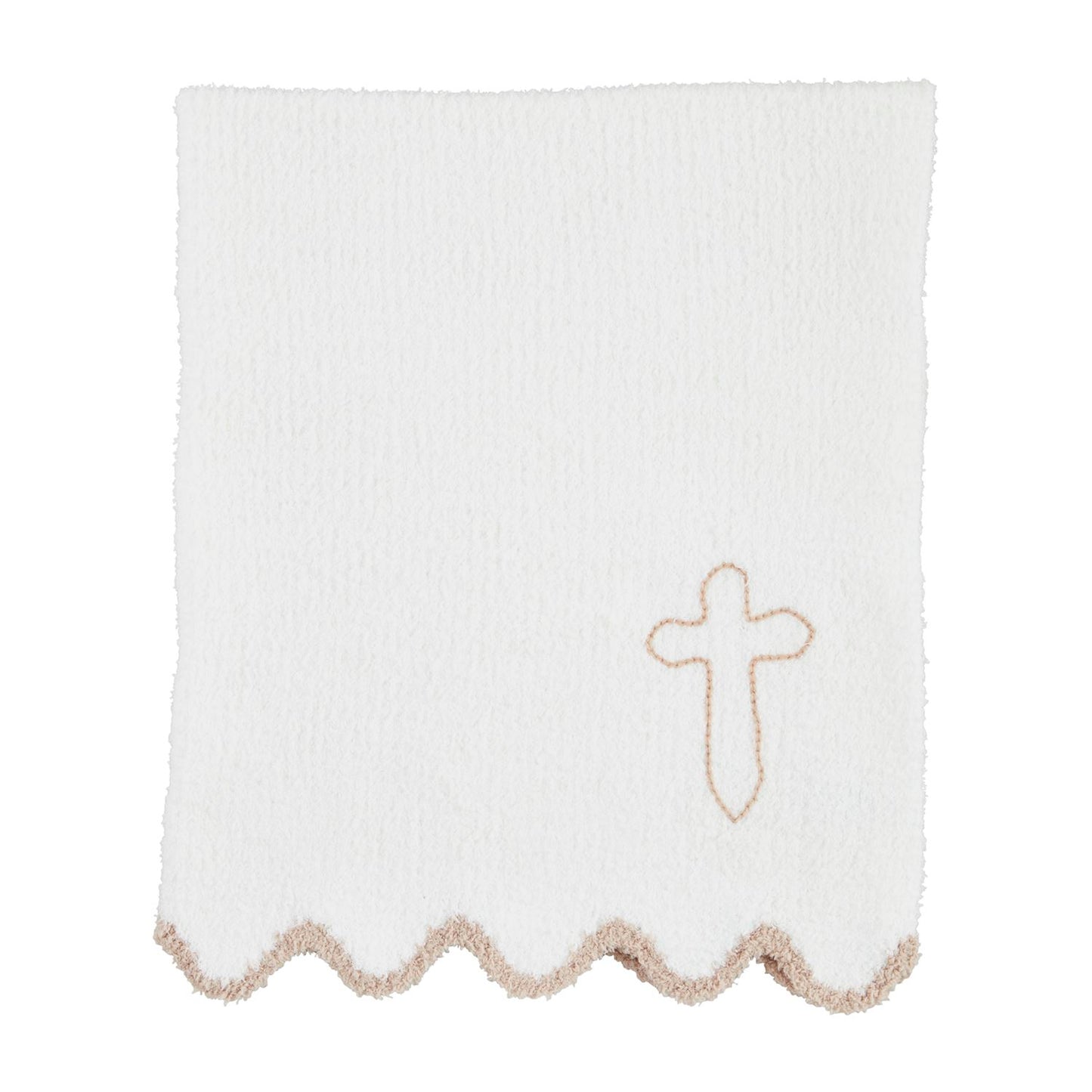 Scallop Cross Chenille Baby Blanket