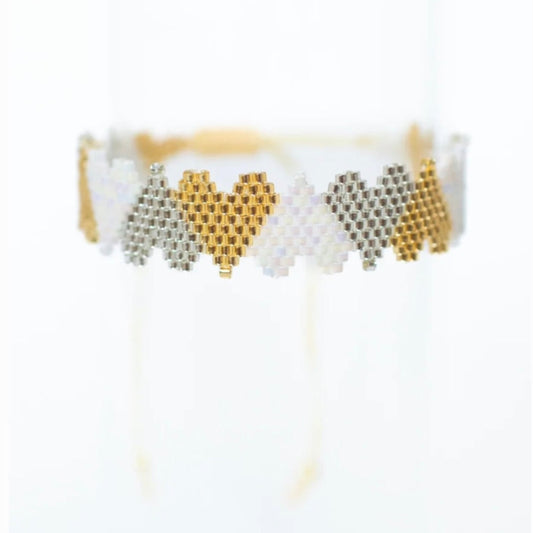 Silver, Gold, and White Claire Bracelet