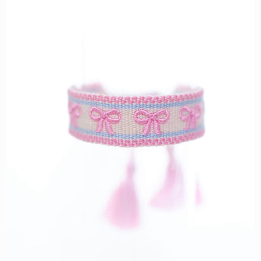 Cotton Candy Bows Tassel Bracelet