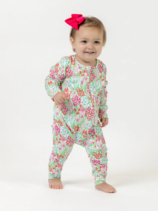 Happy Blooms Baby Zipper Footie