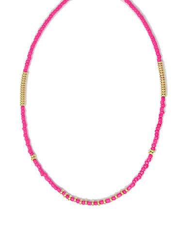 Seed Bead Necklace, Hot Pink