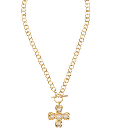 Vintage Cross Pearl Necklace