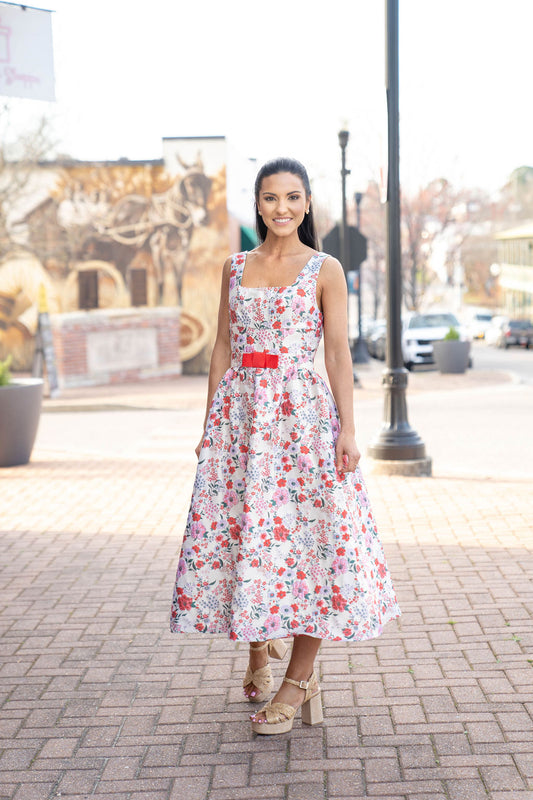 Rosewood Garden Jacquard Midi Dress