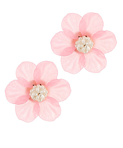 Hibiscus Earrings, Light Pink