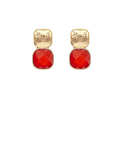 Dutch Square Earrings, Red