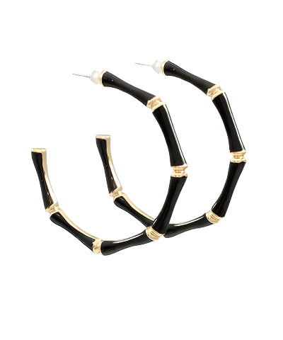 Bamboo Shaped Earrings, Black
