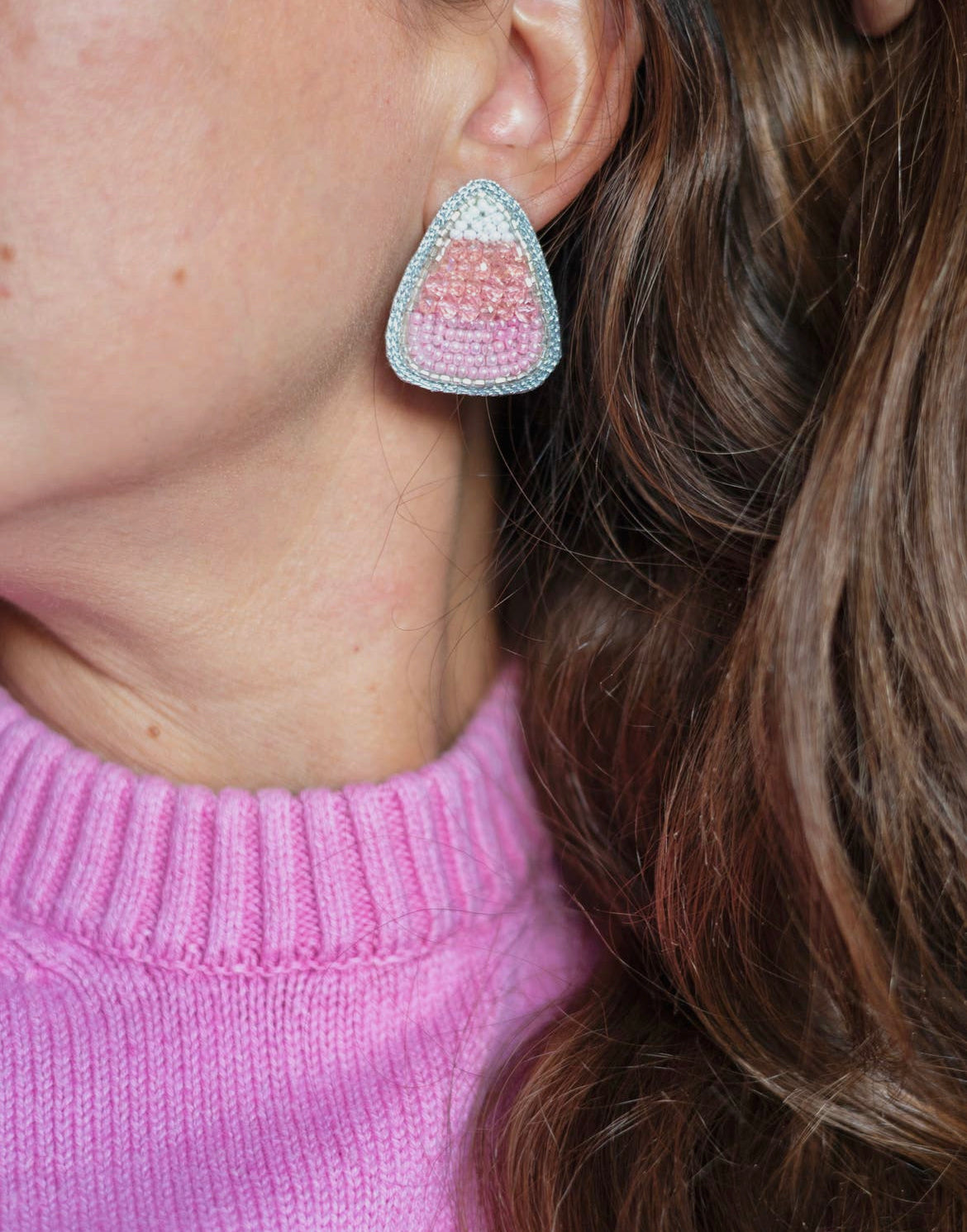 Sweet Pink Candy Corn Earrings