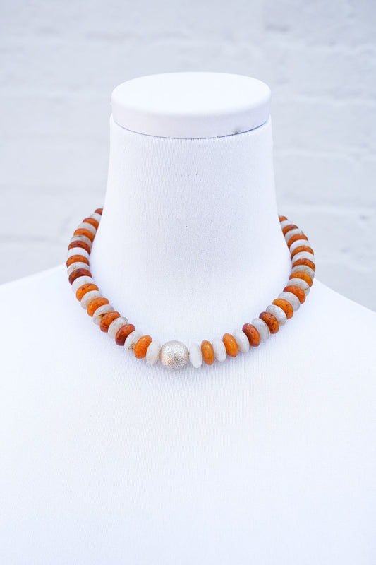 Sierra Necklace, Orange/Ivory