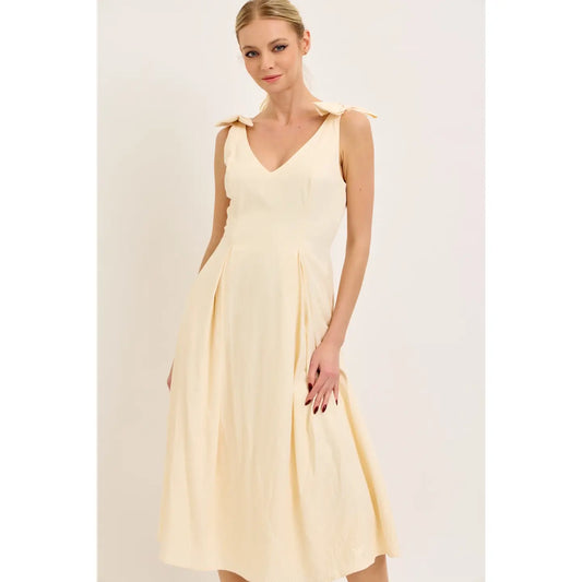 Lemon Blossom Bow Midi Dress