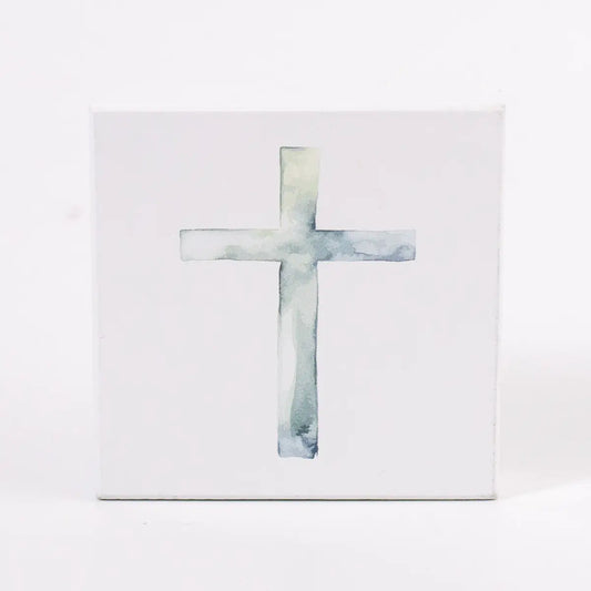 Watercolor Cross Block Art