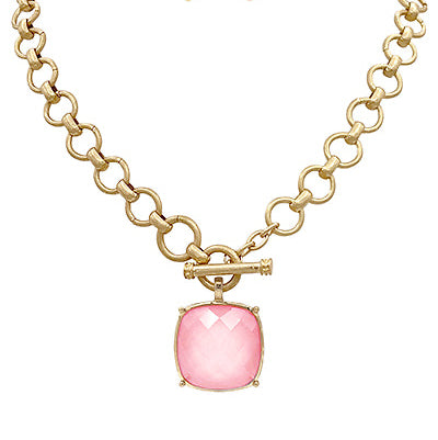 Gianna Stone Necklace, Pink