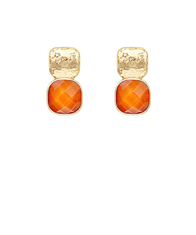 Dutch Square Earrings, Orange