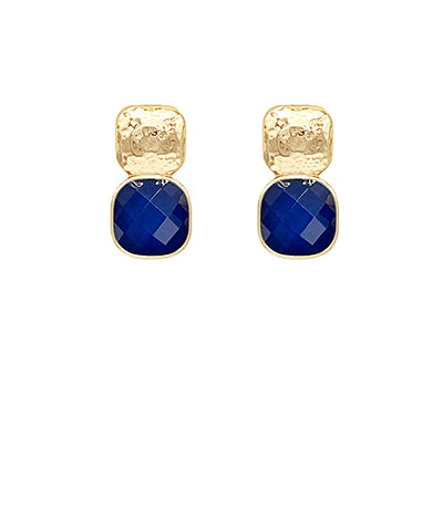 Dutch Square Earrings, Navy