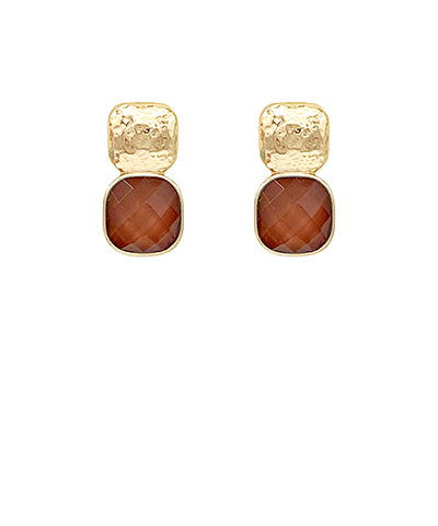 Dutch Square Earrings, Chocolate
