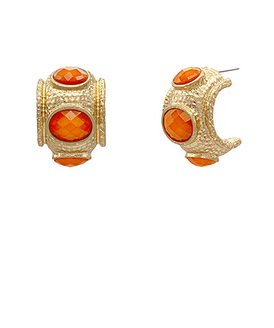 Elise Hammered Gold Earrings | Orange