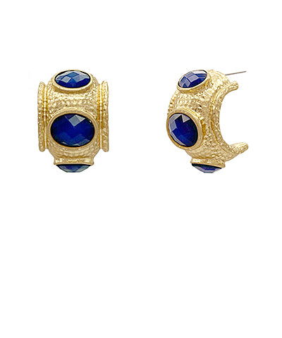 Elise Hammered Gold Earrings | Navy