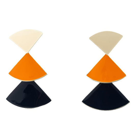 Rita Earrings, Navy & Orange