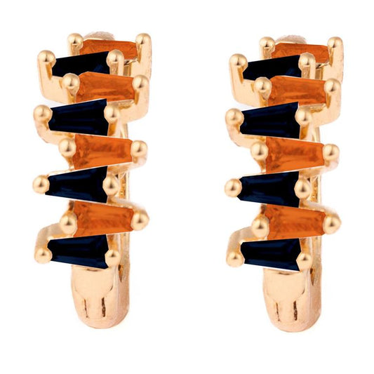 Kay Earrings, Navy & Orange