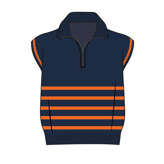 Celia Sweater | Navy & Orange Stripe