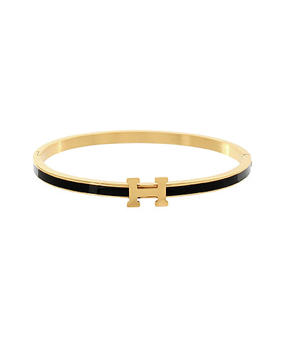 Slim H Bangle Bracelet, Black