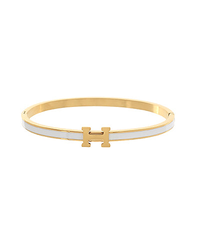 Slim H Bangle Bracelet, White