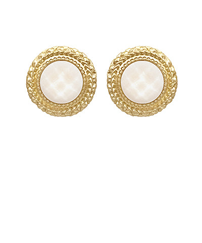 Amelia Round Stone Earrings, White
