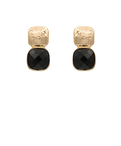 Dutch Square Earrings, Black