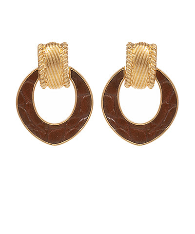 Door Knocker Earrings, Brown