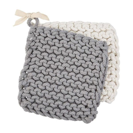 Crochet Pot Holder Set, Gray