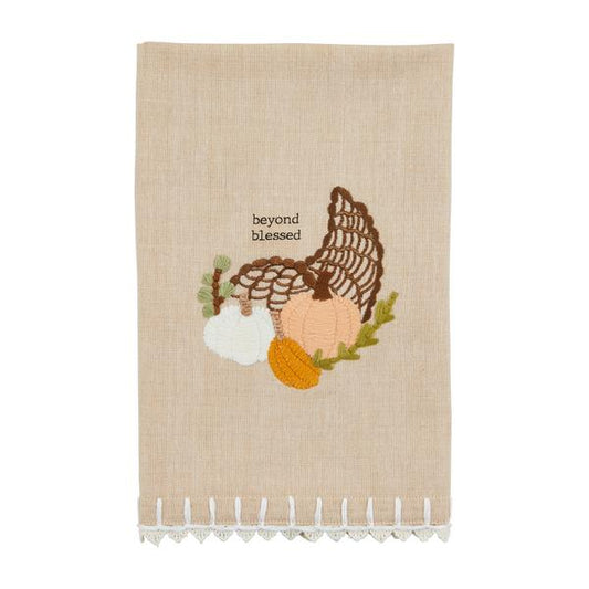 Cornucopia Embroidered Tea Towel