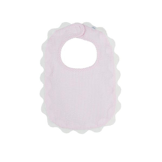 Pink Seersucker Scallop Bib