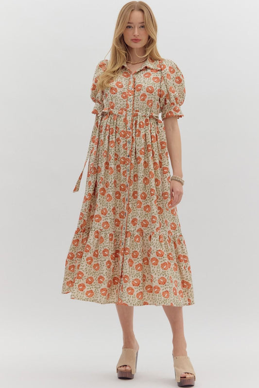 Poppy Midi Dress, Rust
