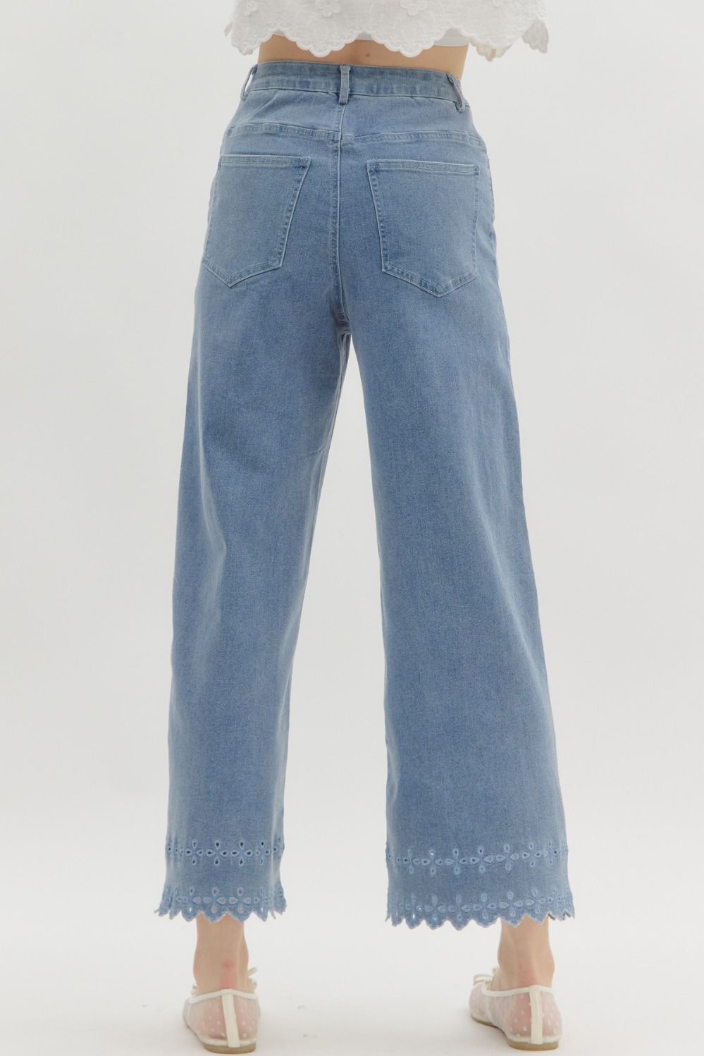 Scalloped Edge Denim Pants