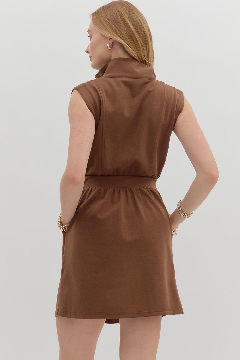 Let’s Grab Coffee Zip Dress, Espresso