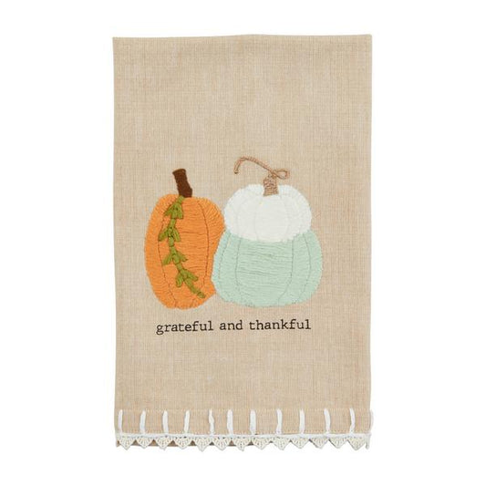 Pumpkin Embroidered Tea Towel