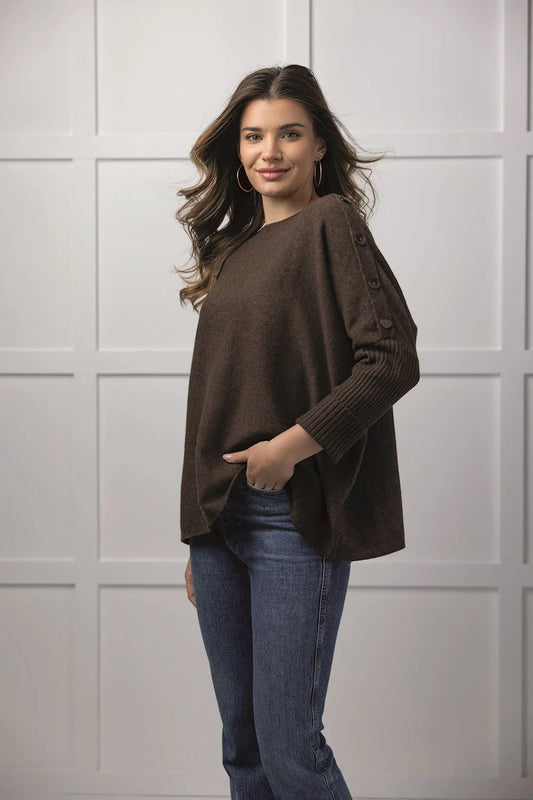 Sheffield Button Sweater, Chocolate