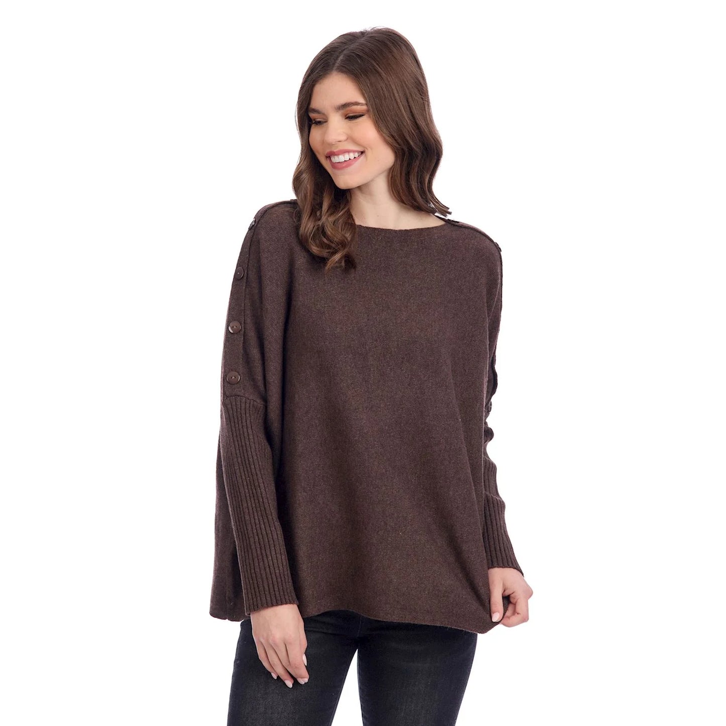 Sheffield Button Sweater, Chocolate