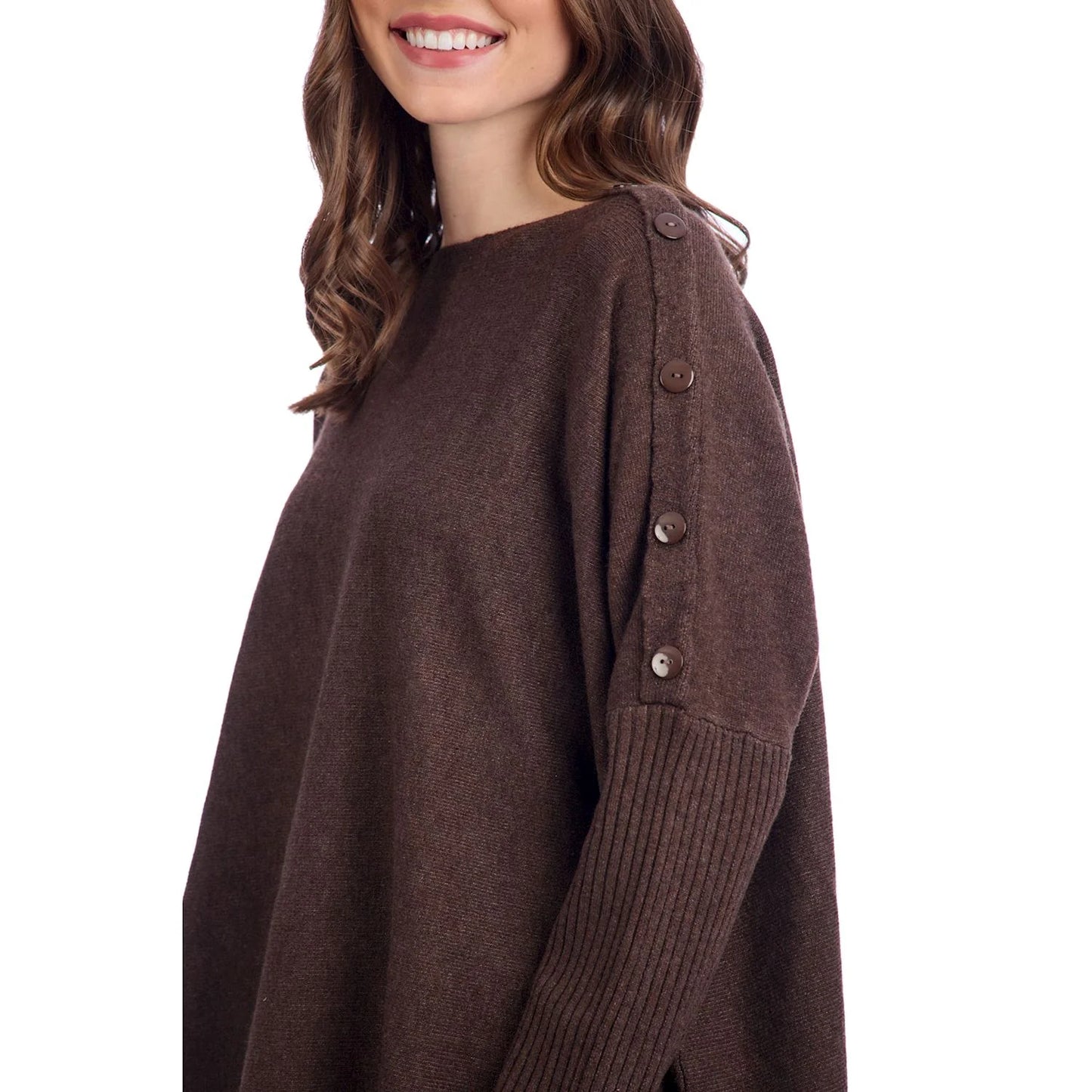 Sheffield Button Sweater, Chocolate
