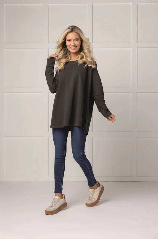 Libby Swing Hem Top, Black