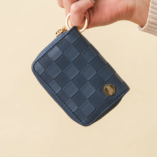 Zip Around Wallet, Navy Check
