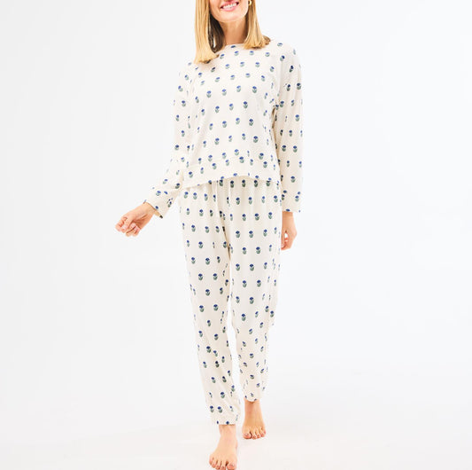 Sophie PJ Jogger Set, Navy Floral Foulard