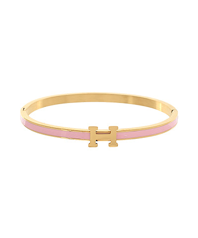 Slim H Bangle Bracelet, Pink