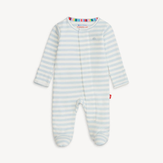 Magnetic Me Blue Stripe Organic Footie