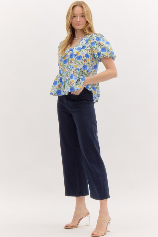 Marley Wide Leg Pants, Navy