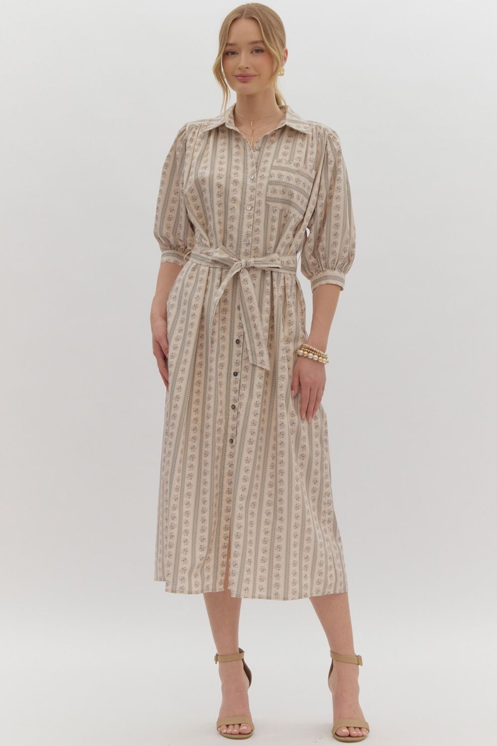 Sadie Button Down Collared Midi Dress