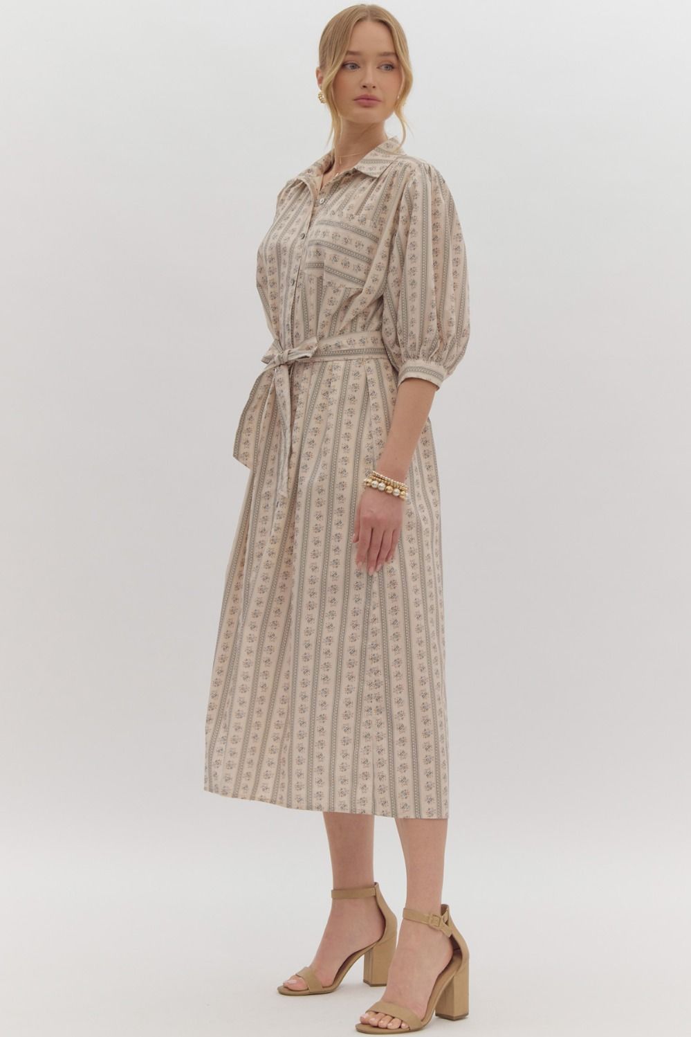 Sadie Button Down Collared Midi Dress